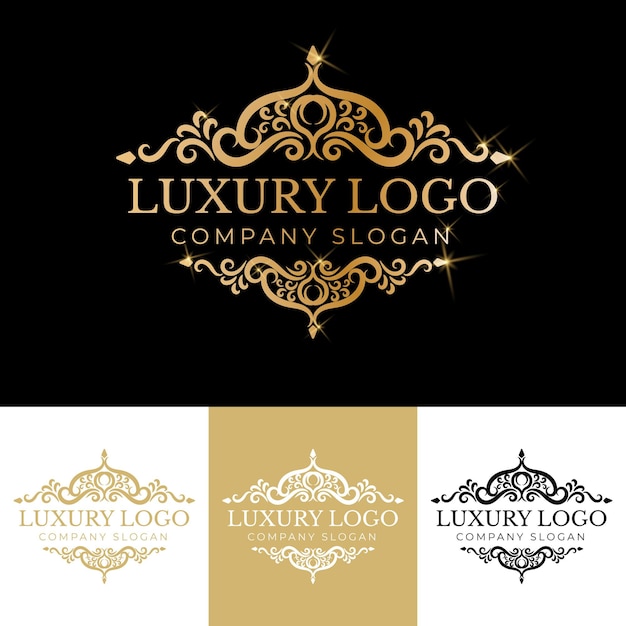 Gouden kalligrafische bloemen hand getekend monogram antieke vintage stijl luxe logo ontwerp