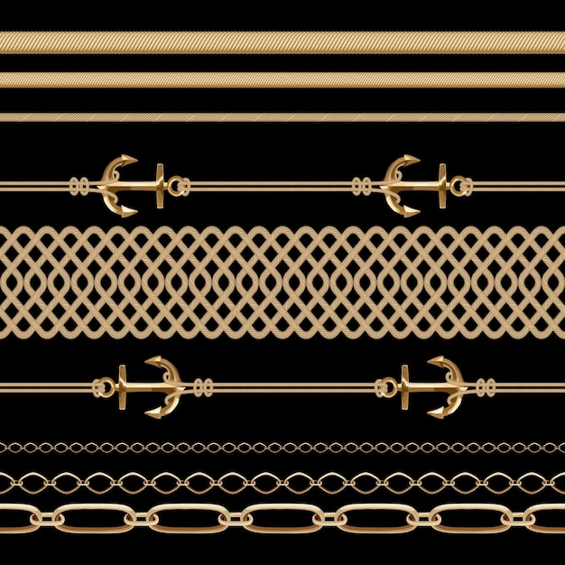 Gouden kettingen met naadloos ankerpatroon