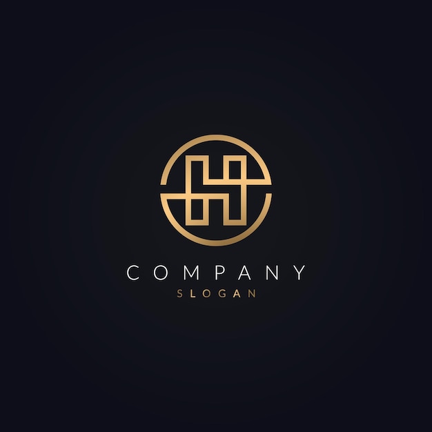 Gouden kleur letter H-logo in cirkel Vector sjabloonontwerp