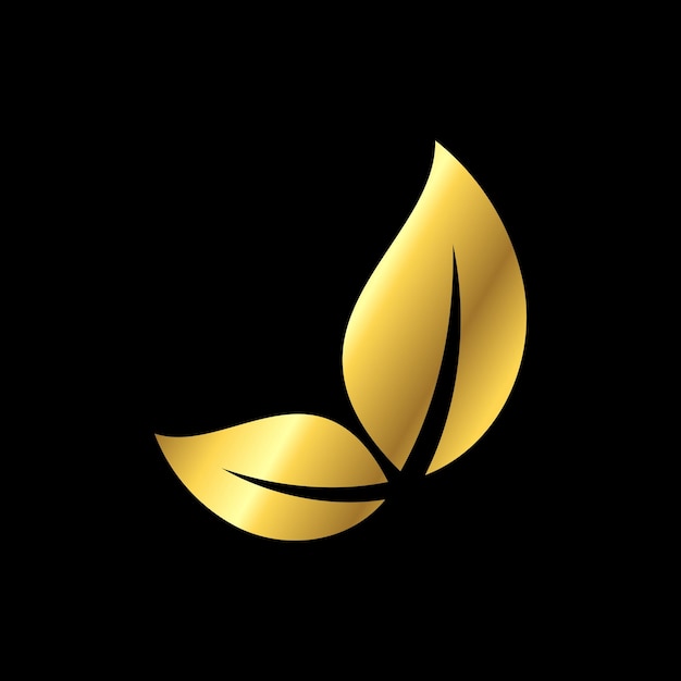 Vector gouden kleur natuurlijke blad pictogram vector sjabloon