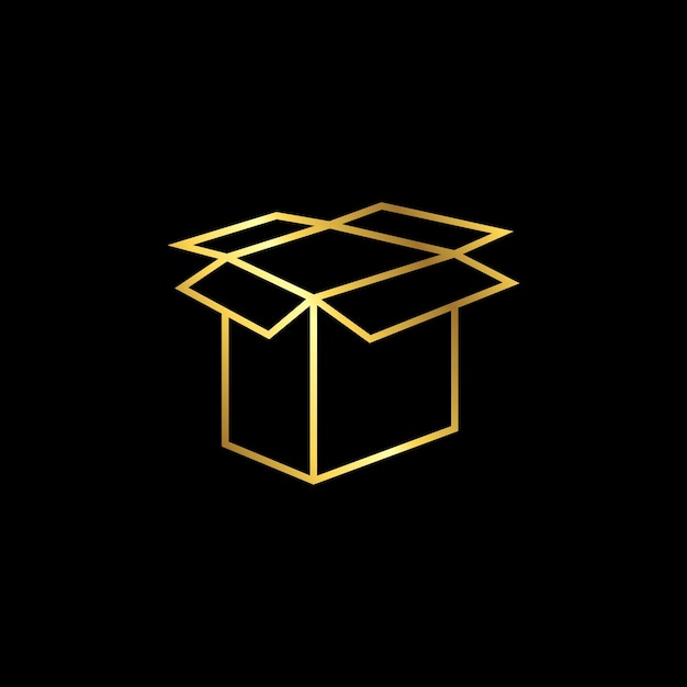 Gouden kleur vak verpakking pictogram vector sjabloon