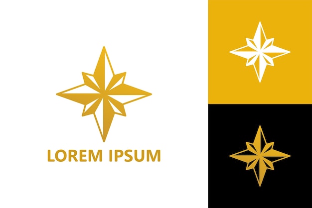 Gouden kompas logo sjabloon ontwerp vector