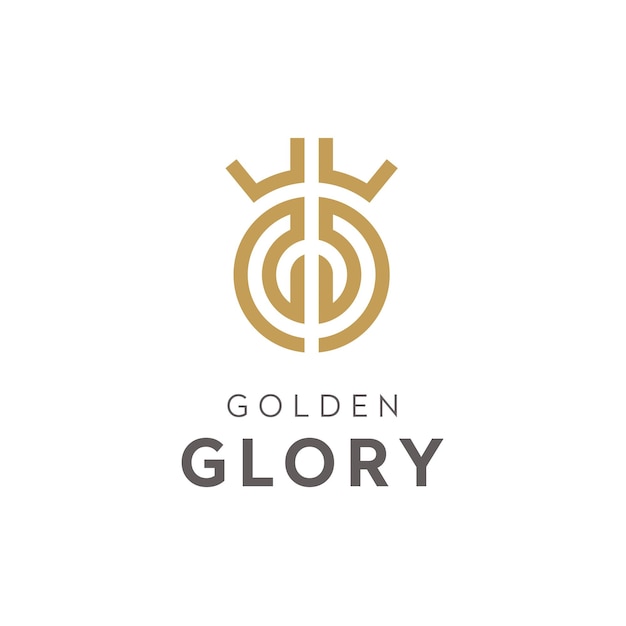 Gouden koning koningin kroon gouden beginletter g klassiek luxe logo-ontwerp