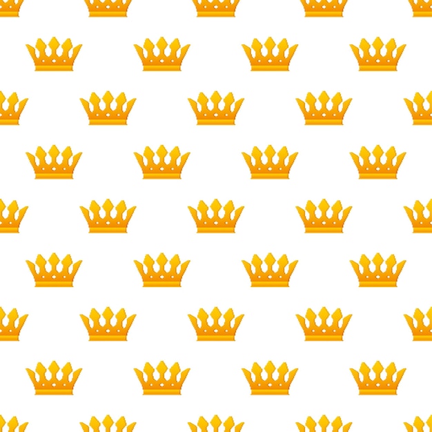 Gouden koninklijke kroon patroon in retro stijl op witte achtergrond. naadloze vectortextuur. vintage, retro-design.