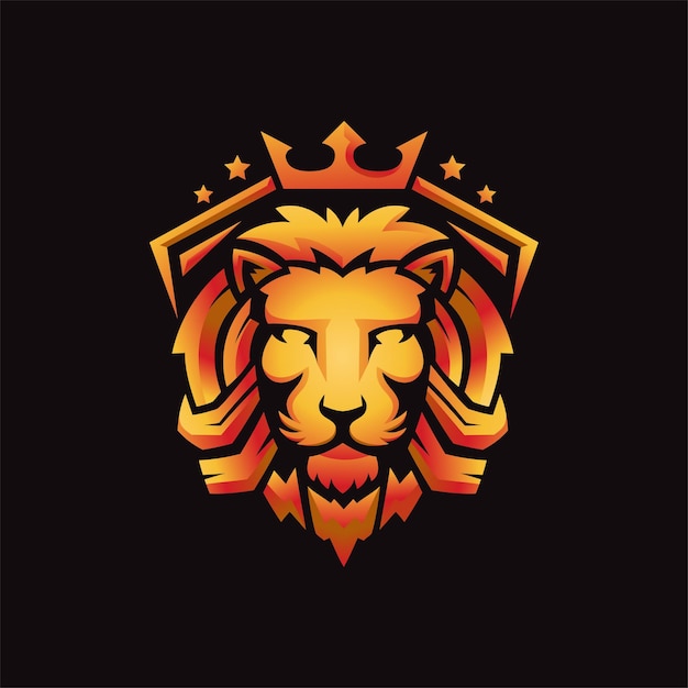 gouden koninklijke leeuw koningen hoofd mascotte vector