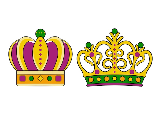 Gouden kroon cartoon icoon Koning koningin Sieraden vectorillustratie