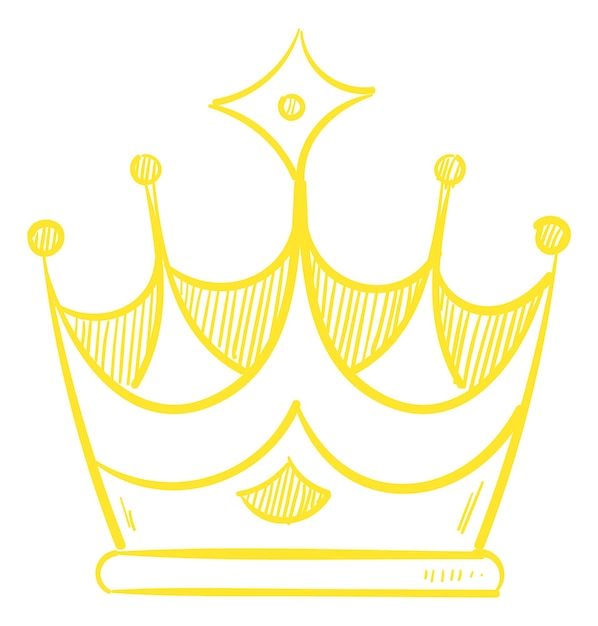 Gouden kroon in de hand getekende stijl. Winnaar symbool geïsoleerd op een witte achtergrond