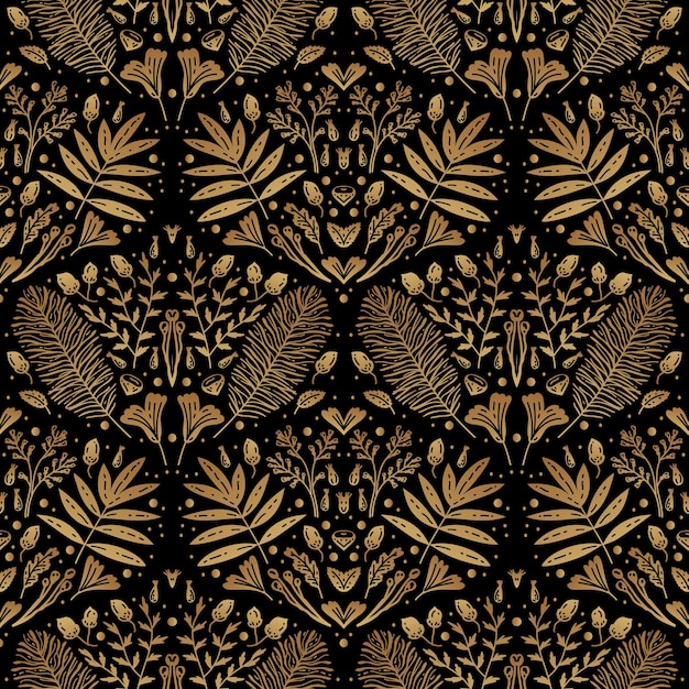 Gouden kunst decoratie illustratie Luxe naadloze patroon met bladgoud