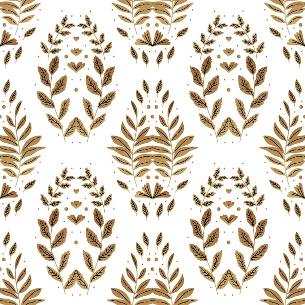 Vector gouden kunst decoratie illustratie luxe naadloze patroon met bladgoud
