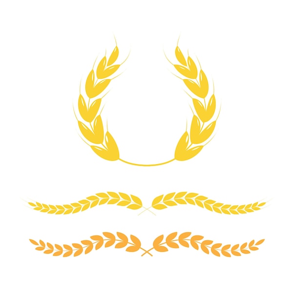 Vector gouden laurierkrans laurierkring krans tak griekse olijf eik emblem icoon vector illustratie