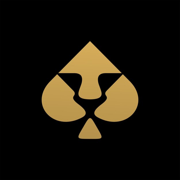 Gouden Leeuw Ace Spade logo ontwerpsjabloon.