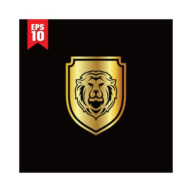 Gouden leeuw schild logo sjabloon