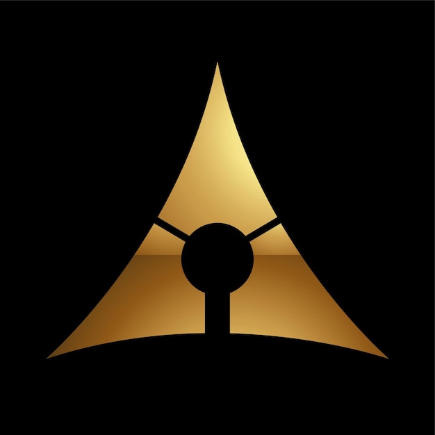 Gouden letter A-symbool op een zwarte achtergrondpictogram 6