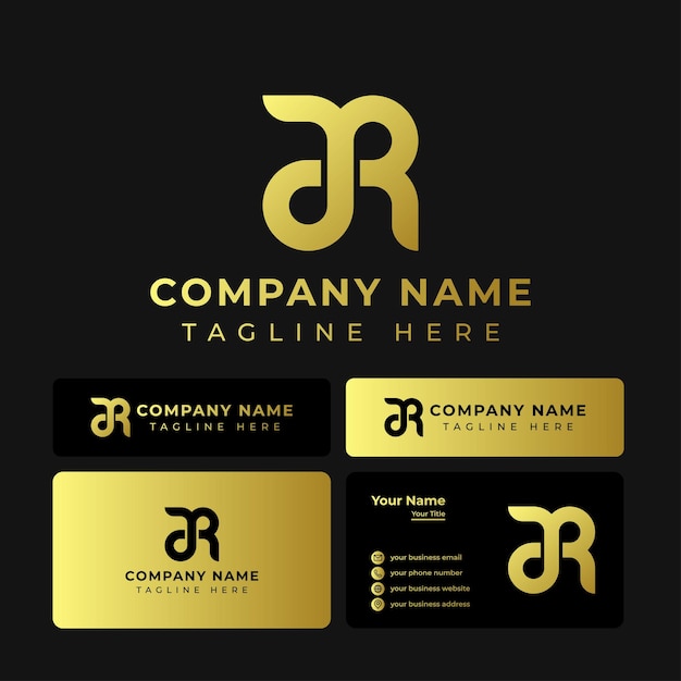 Gouden Letter AR Monogram Logo