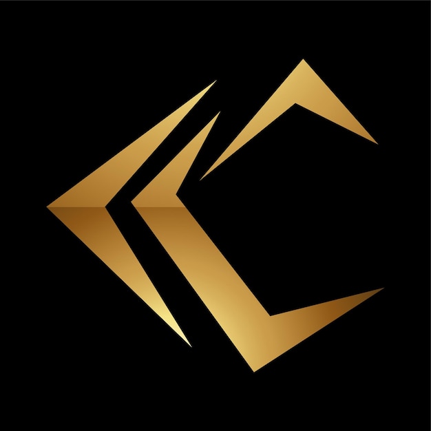 Gouden Letter C-symbool op een zwarte achtergrondpictogram 4