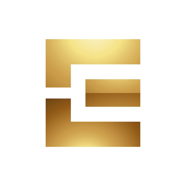 Gouden letter e-symbool op een witte achtergrond pictogram 1