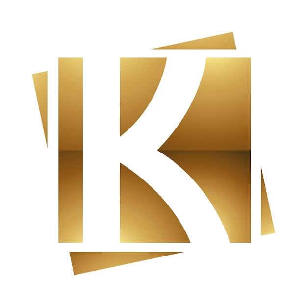 Gouden letter k-symbool op een witte achtergrond pictogram 5