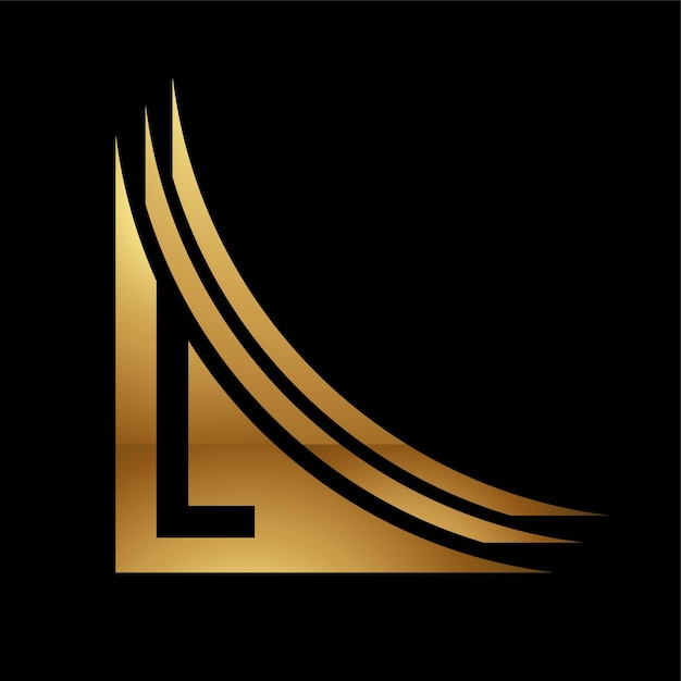 Gouden letter L-symbool op een zwarte achtergrond pictogram 1