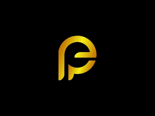 Gouden letter p op een zwarte achtergrond