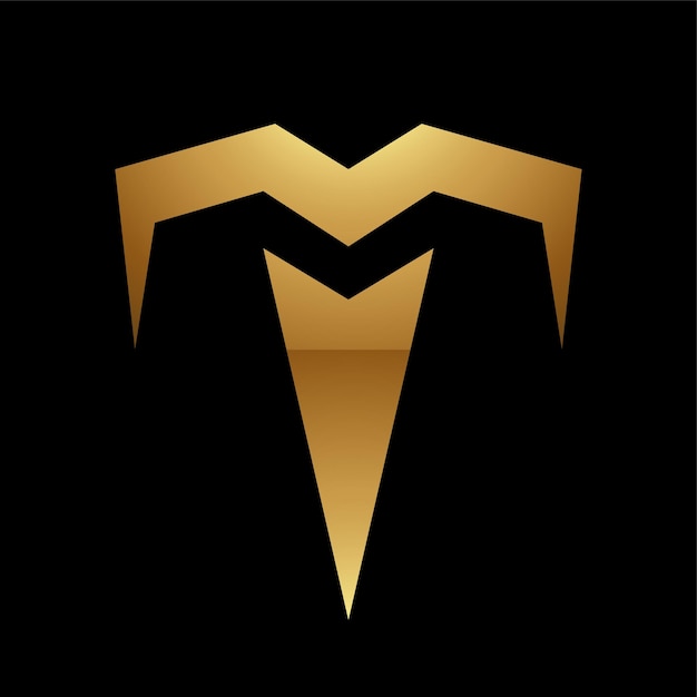 Gouden letter T-symbool op een zwarte achtergrond pictogram 7