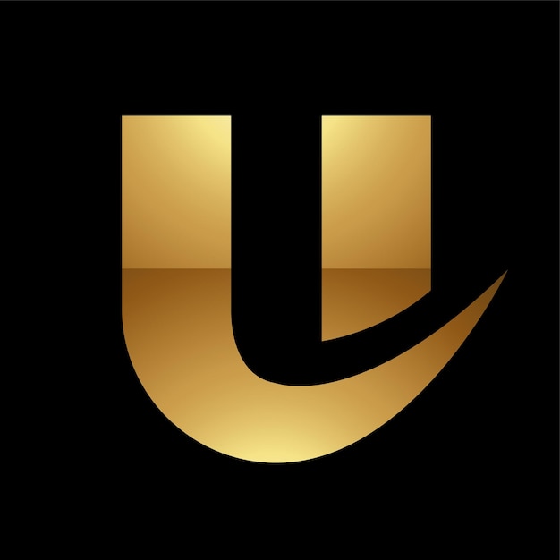 Gouden letter U-symbool op een zwarte achtergrond pictogram 7