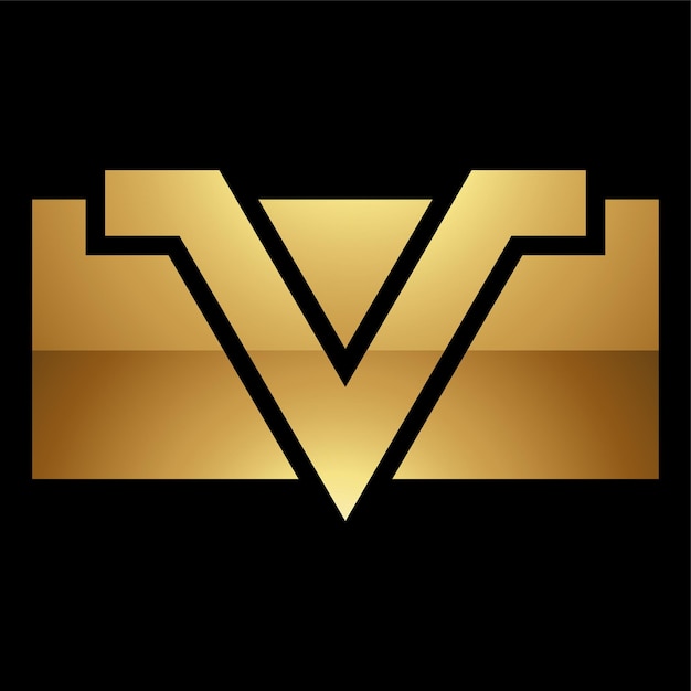 Gouden letter V-symbool op een zwarte achtergrond pictogram 1