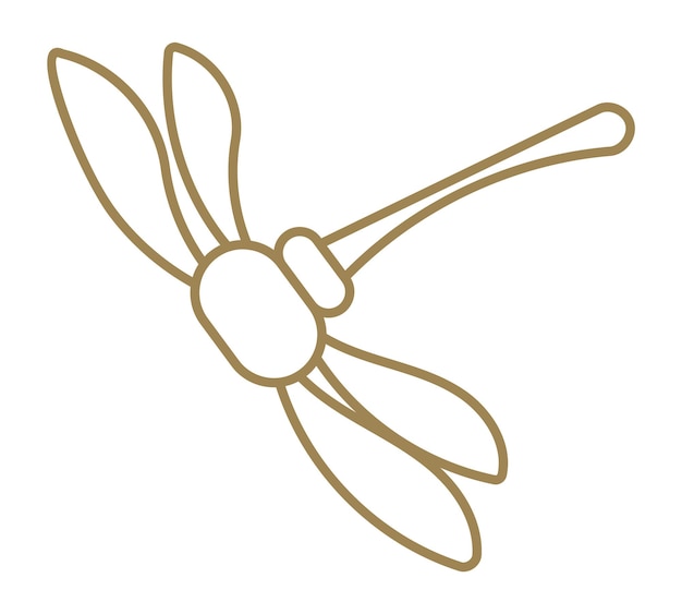 Gouden libel logo. Vliegend insect. Lijn pictogram geïsoleerd op een witte achtergrond