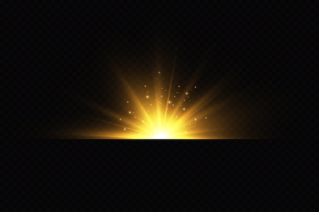 Gouden lichtvectoren.Heldere gouden ster.Lichtflits.Gouden glitter