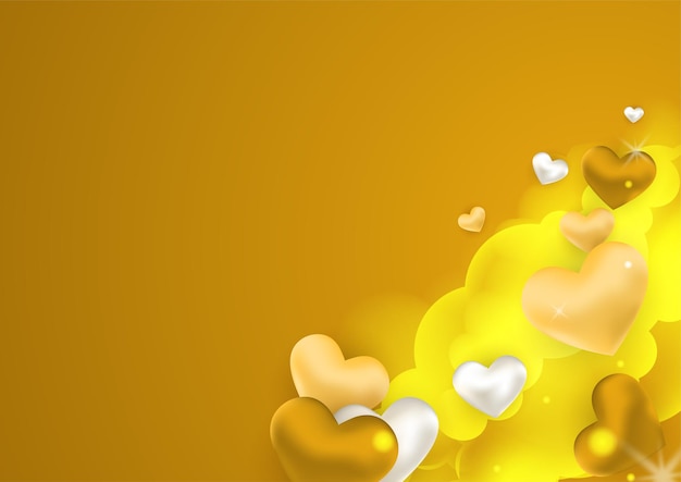 Gouden liefde valentijnsdag banner achtergrond met hart. ontwerp voor speciale dagen, vrouwendag, valentijnsdag, verjaardag, moederdag, vaderdag, kerstmis, bruiloft en evenementen.