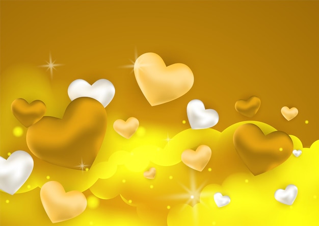 Gouden liefde Valentijnsdag banner achtergrond met hart. Ontwerp voor speciale dagen, vrouwendag, valentijnsdag, verjaardag, moederdag, vaderdag, Kerstmis, bruiloft en evenementen.