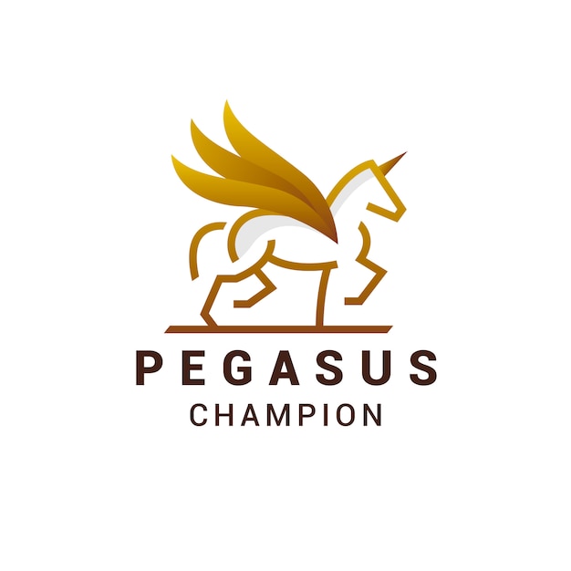 Gouden lijn pegasus logo-ontwerp