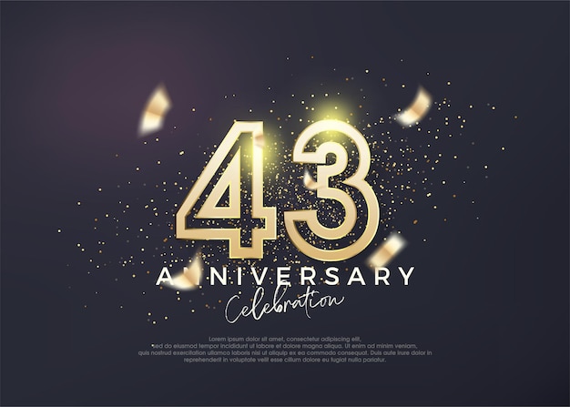 Gouden lijnontwerp voor 43e verjaardagsviering Premium vector voor poster banner vieringsgroet