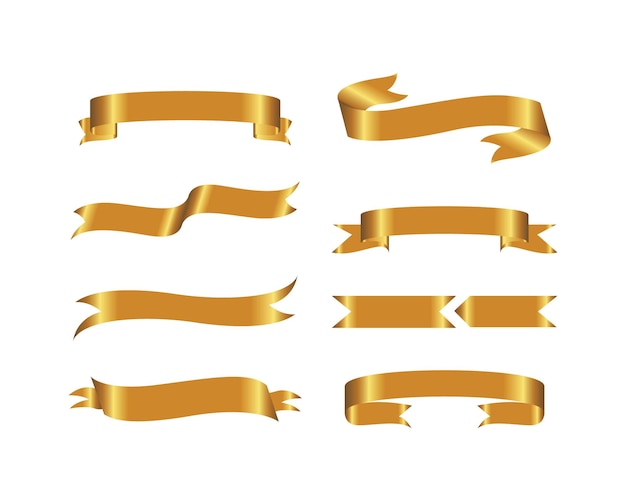 Gouden lintjes, banners en decoratieve elementen voor luxe ontwerpen