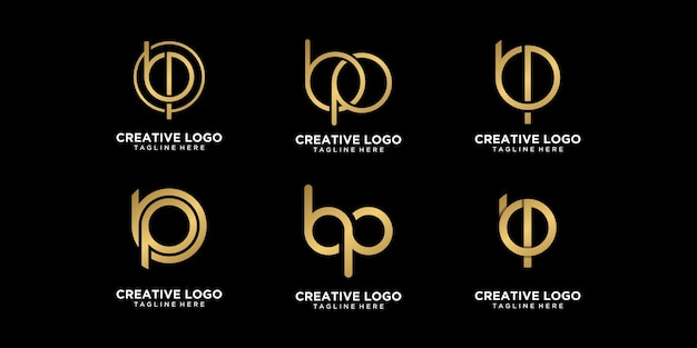 Gouden logo bp eerste vector premium set