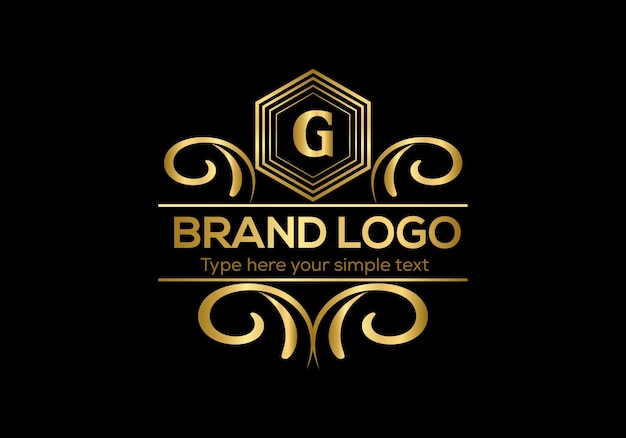 Gouden logo op zwarte achtergrond
