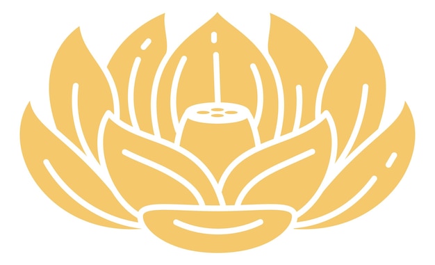 Gouden lotus logo Gestileerde bloem Feestelijke plantkunde geïsoleerd op een witte achtergrond