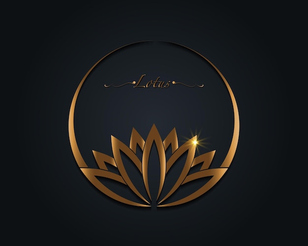 Gouden Lotus-logo, waterlelie, Flower of Life. Heilige Geometrie. Symbool van harmonie en balans. Cirkel