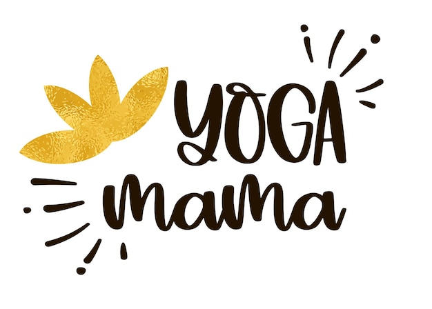 Gouden lotusbloem en het opschrift YOGA MAMA