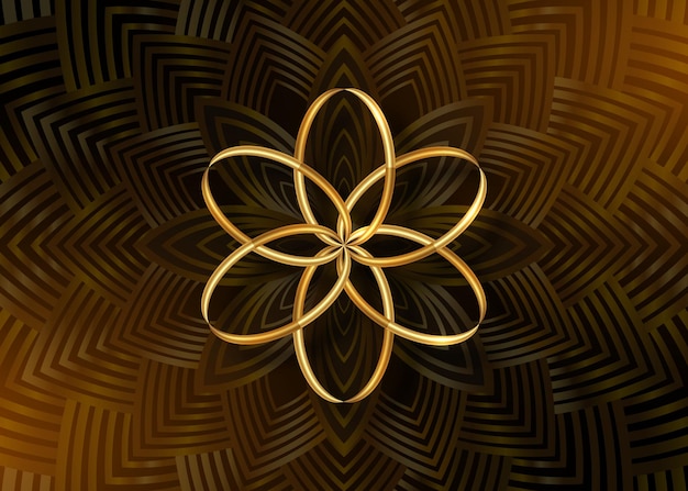 Gouden lotusbloem mandalamseed of life symbool heilige geometrie. logo icoon geometrische mystieke mandala