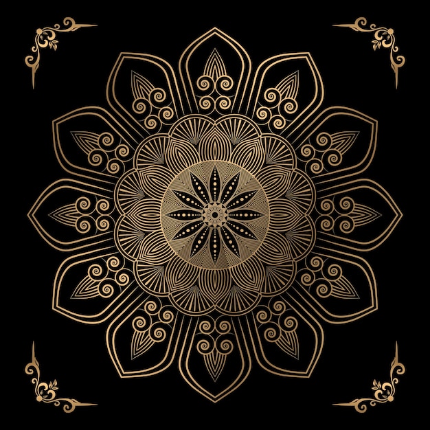 Gouden luxe achtergrond met mandala Gratis Vector