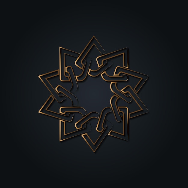 Vector gouden luxe embleem sjabloonontwerp, overlappende elementen. islamitisch motief. gouden knoop. geometrisch