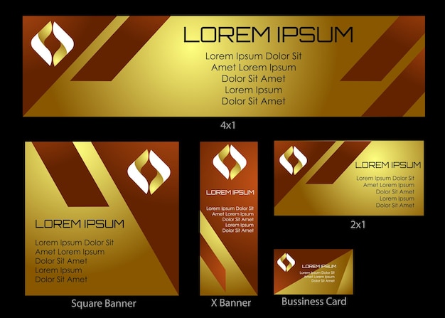 Gouden luxe gradiënt bedrijf banner achtergrond advertentie corporate design set of pack