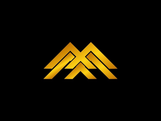 Gouden m-logo met een zwarte achtergrond