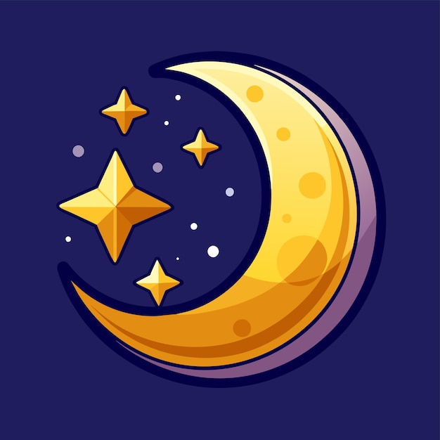 gouden maan en sterren 3d vector illustratie
