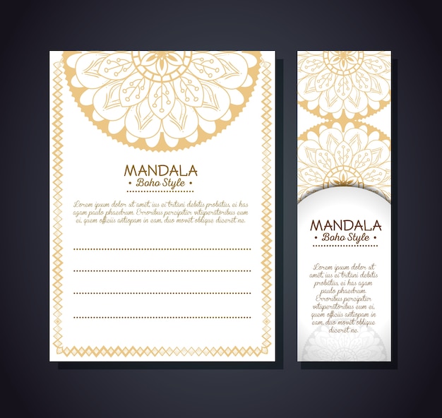 Gouden mandala boho stijl flyers