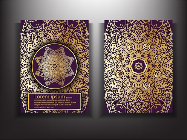 Gouden mandala luxe cover ontwerpsjabloon