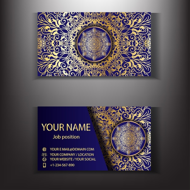 Gouden mandala luxe visitekaartje ontwerpsjabloon