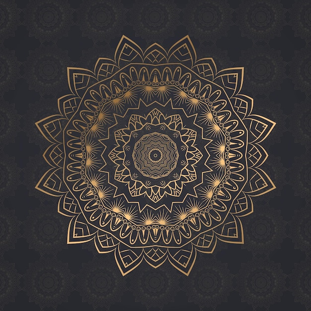 Gouden mandala op een zwarte achtergrond. vectorillustratie.