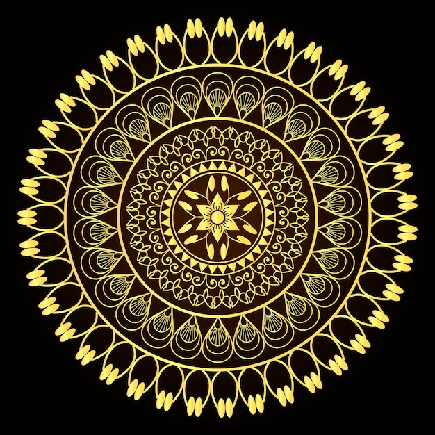 Gouden mandala-patroonontwerp Luxe decoratieve mandala-ontwerpachtergrond in gouden kleur