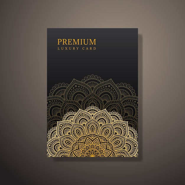 Vector gouden mandala premium luxe kaart.